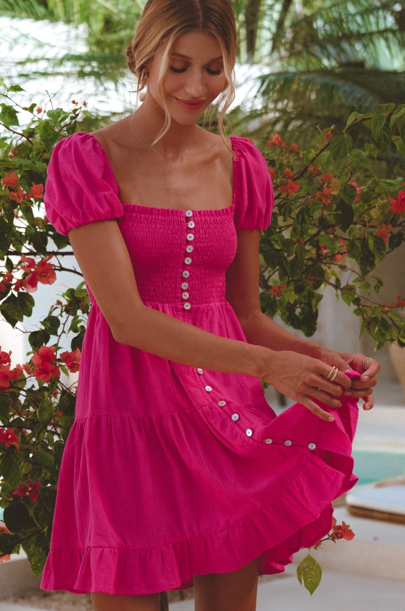 Catalina Smocked Linen Mini Dress - RUTH'S PLUG