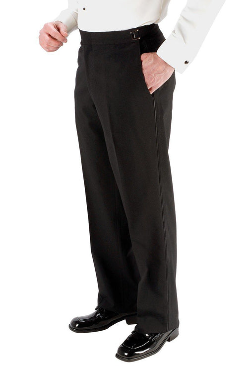"Anthony" Black Vitale Barberis Italian Wool Tuxedo Pants - RUTH'S PLUG
