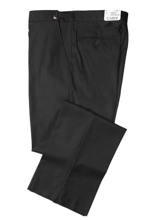 "Anthony" Black Vitale Barberis Italian Wool Tuxedo Pants - RUTH'S PLUG