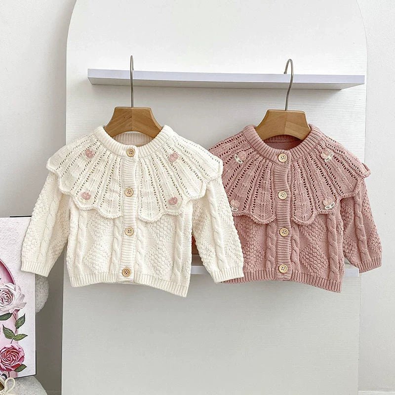 Autumn Arrival Baby Girls Comfortable Argyle Jacquard Pattern Knitted Long Sleeves Cardigan - RUTH'S PLUG