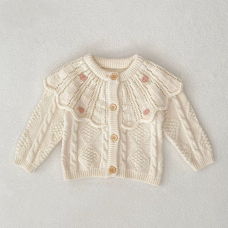 Autumn Arrival Baby Girls Comfortable Argyle Jacquard Pattern Knitted Long Sleeves Cardigan - RUTH'S PLUG