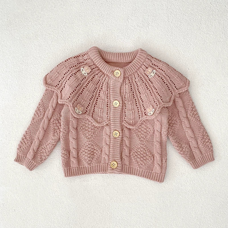 Autumn Arrival Baby Girls Comfortable Argyle Jacquard Pattern Knitted Long Sleeves Cardigan - RUTH'S PLUG