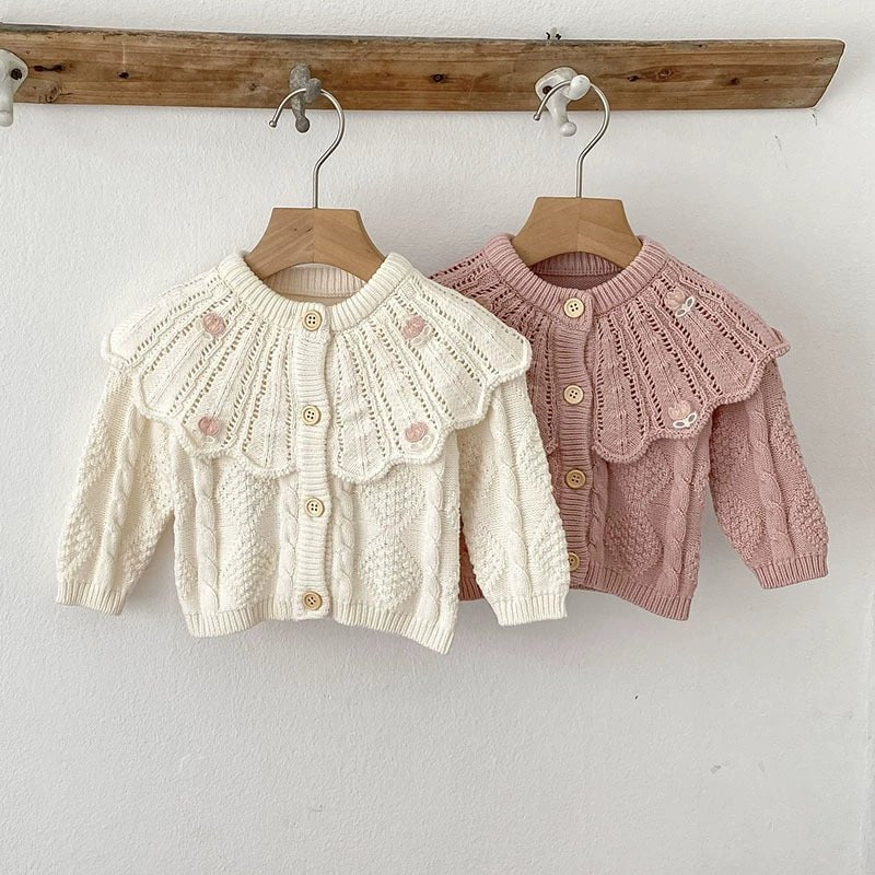 Autumn Arrival Baby Girls Comfortable Argyle Jacquard Pattern Knitted Long Sleeves Cardigan - RUTH'S PLUG