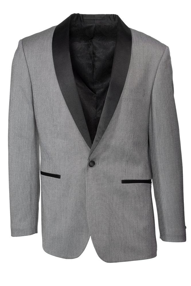 "Sebastian" Grey Pindot Tuxedo Jacket Shawl (Separates) - RUTH'S PLUG