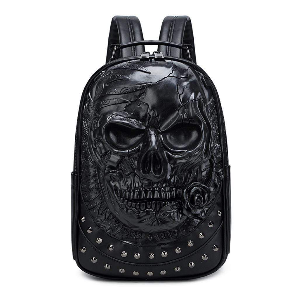 3D Backpack ,Studded Halloween 3D Skull With Rose Rucksacks Travel Bags - RUTH'S PLUG