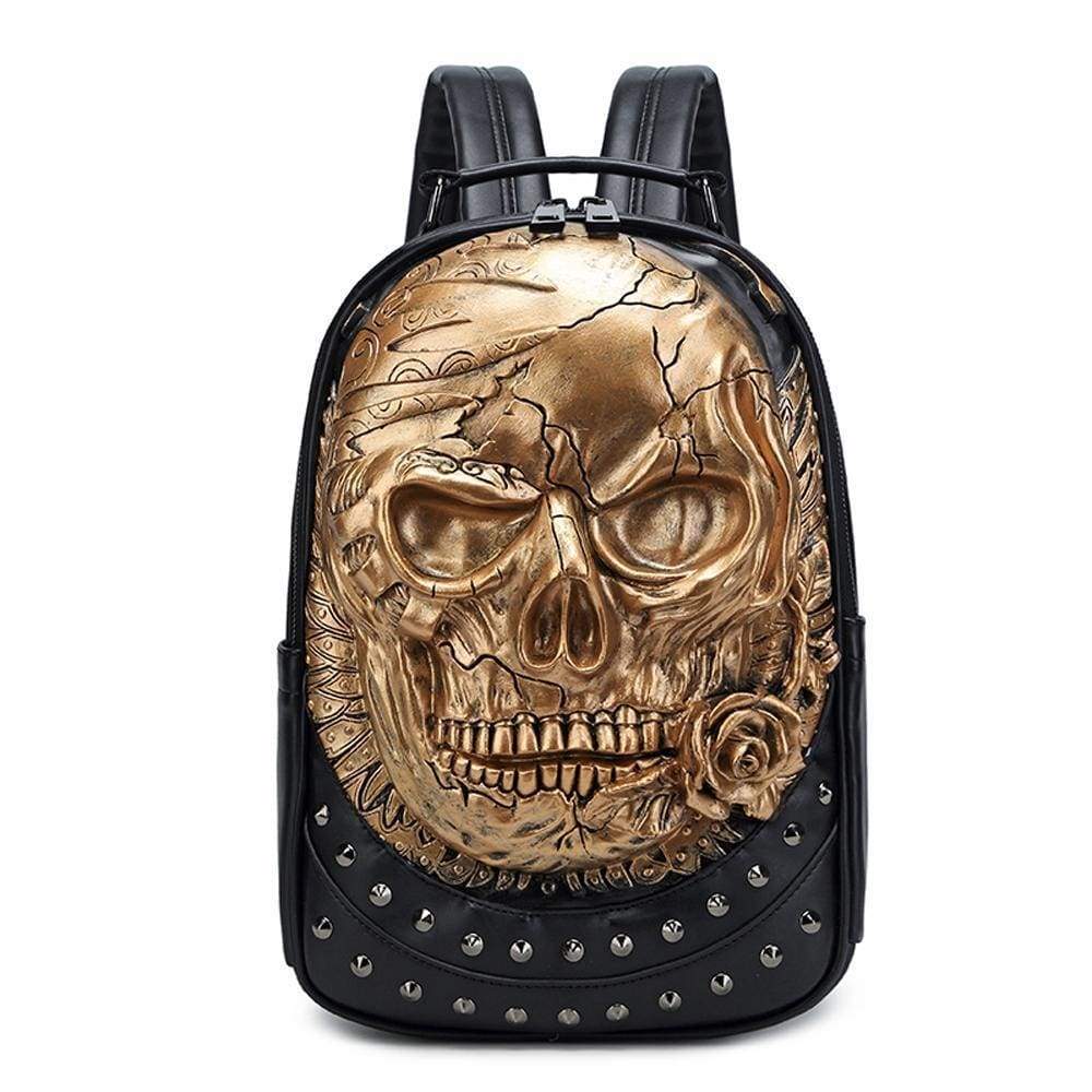 3D Backpack ,Studded Halloween 3D Skull With Rose Rucksacks Travel Bags - RUTH'S PLUG