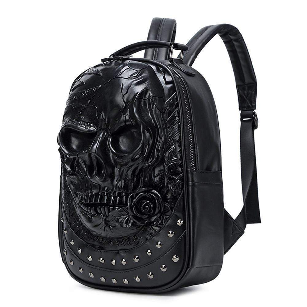 3D Backpack ,Studded Halloween 3D Skull With Rose Rucksacks Travel Bags - RUTH'S PLUG