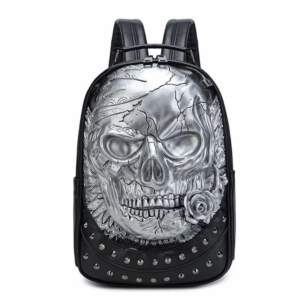 3D Backpack ,Studded Halloween 3D Skull With Rose Rucksacks Travel Bags - RUTH'S PLUG